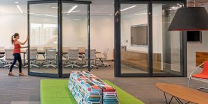 modernfold acousti-clear automatic glass partitions
