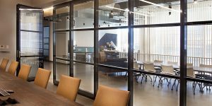 modernfold acousti-clear automatic demountable glass partitions