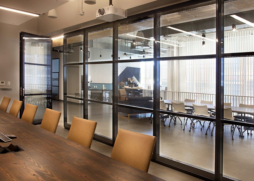 modernfold acousti-clear automatic demountable glass partitions