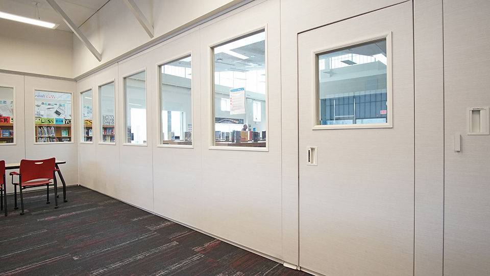 custom acoustic single panel with window cutouts
