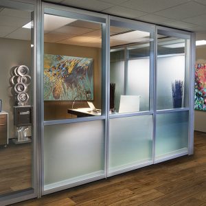 Modernfold Acousti-Clear demountable glass walls