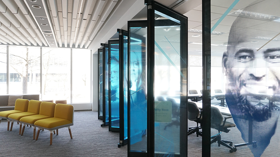 Acousti-Clear folding glass walls