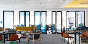 Acousti-Clear folding glass walls