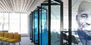 Acousti-Clear folding glass walls