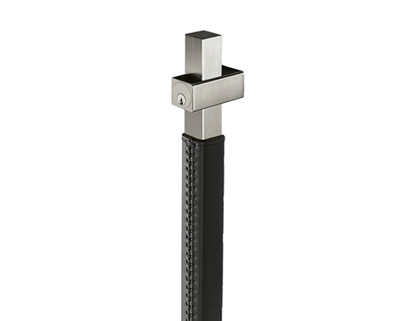 Glass doors locking pulls with leather wrap