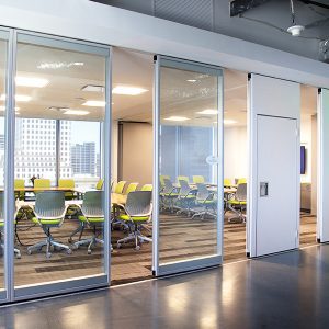 Modernfold Acousti-Clear conference room glass wall