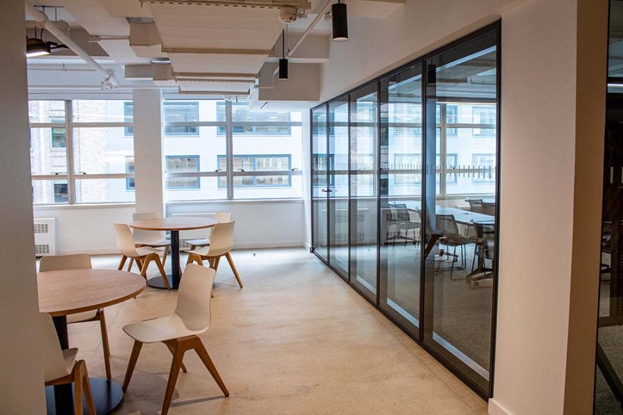 AcoustiClear’s Sleek Design Perfectly Blends into Shawmut’s NYC Office