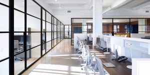PK-30 dark framed glass doors swing and slide