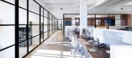 PK-30 dark framed glass doors swing and slide