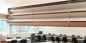 Skyfold Classic 55 STC vertical retractable folding acoustic wall