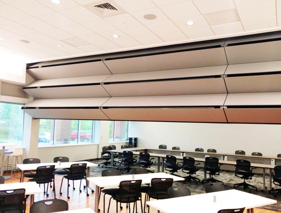 Skyfold Classic 55 STC vertical retractable folding acoustic wall